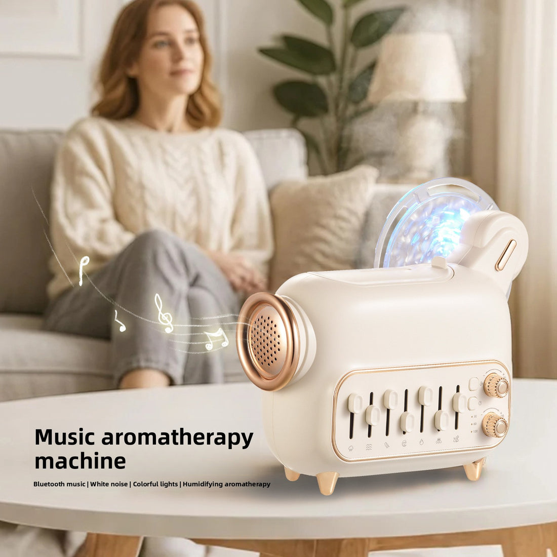 zensoullab New Product DIY White Noise Aromatherapy Machine Colorful Aurora Night Light Ultrasonic Essential Oil Bluetooth Speaker Humidifier