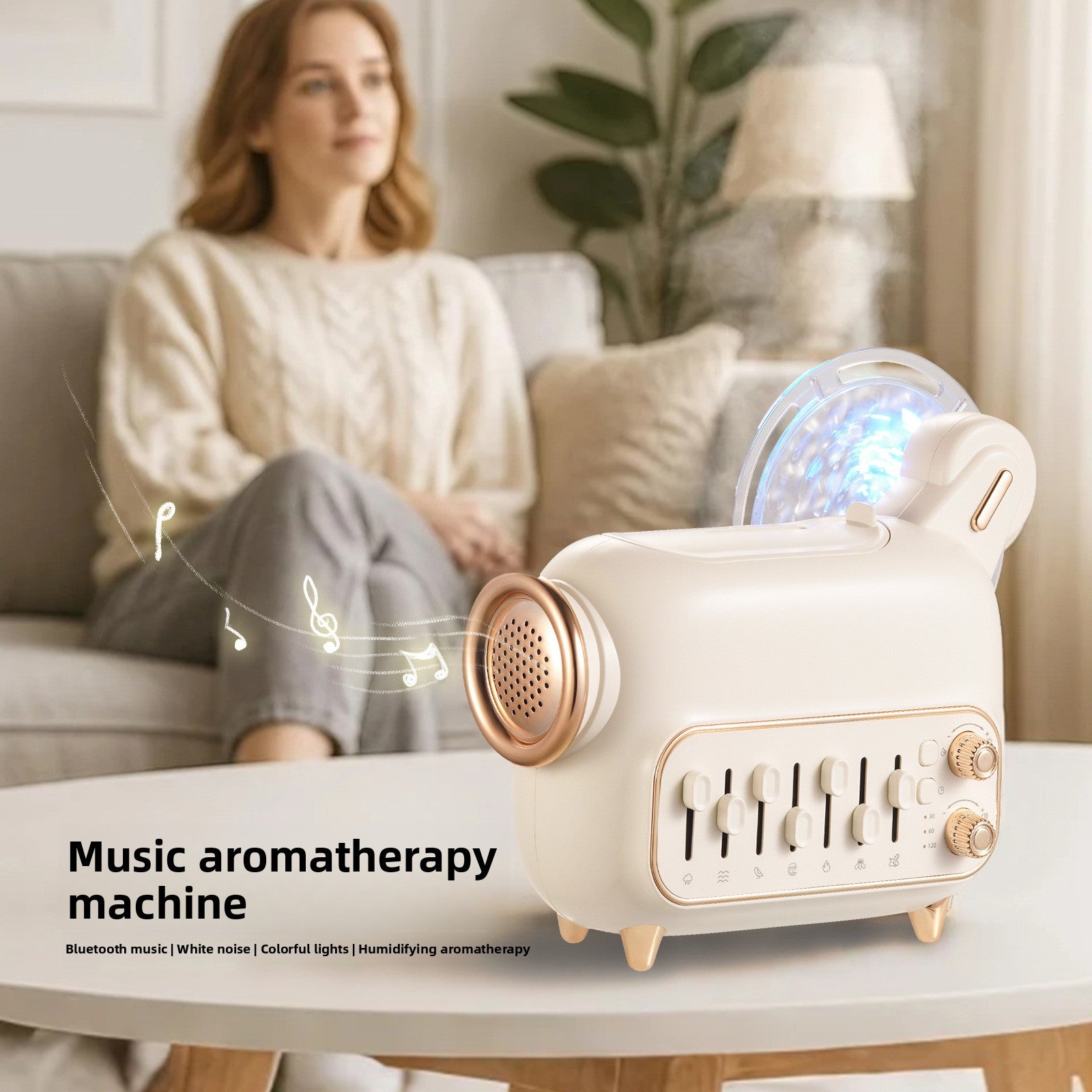 zensoullab New Product DIY White Noise Aromatherapy Machine Colorful Aurora Night Light Ultrasonic Essential Oil Bluetooth Speaker Humidifier