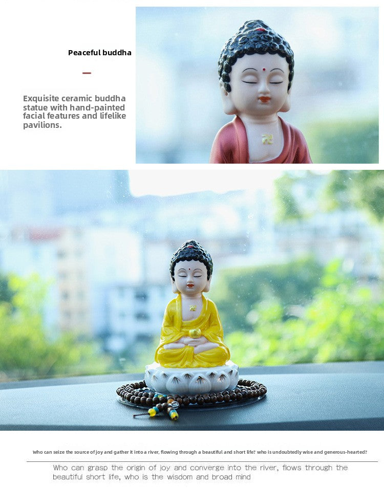zensoullab Creative Buddhist Car Perfume Ornament Ceramic Cute Guanyin Bodhisattva Peace Buddha Statue Maitreya Buddha Car Accessories