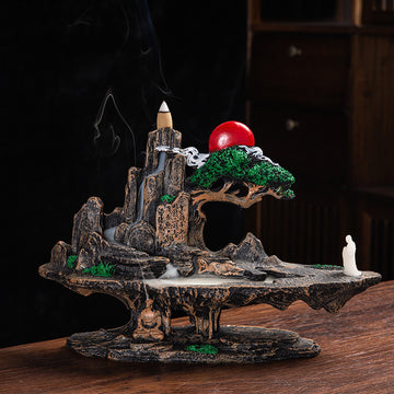 zensoullab Zen Large Backflow Incense Burner Pastoral Resin Sandalwood Burner Home Living Room Indoor Backflow Incense Ornament Pastoral Style