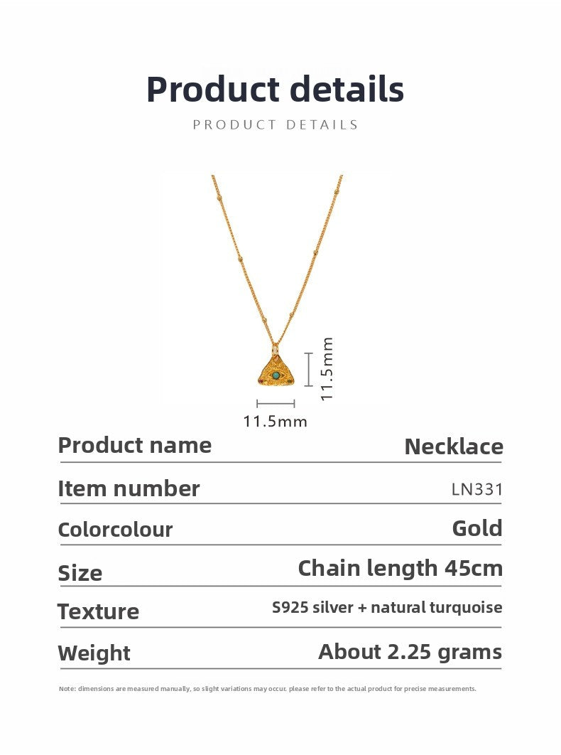 zensoullab S925 Sterling Silver Natural Turquoise Gemstone Necklace for Women Versatile Design Demon Eye Pendant Choker