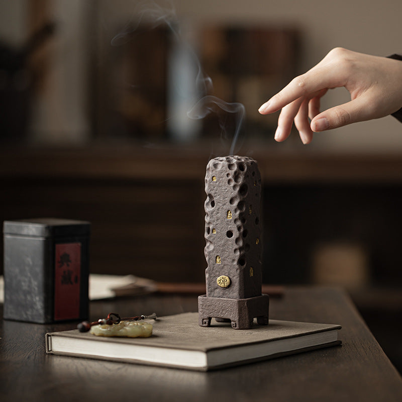 zensoullab Retro Zen Incense Burner Incense Holder Home Ceramic Covered Incense Stand Incense Tray Creative Aromatherapy Burner Incense Accessories