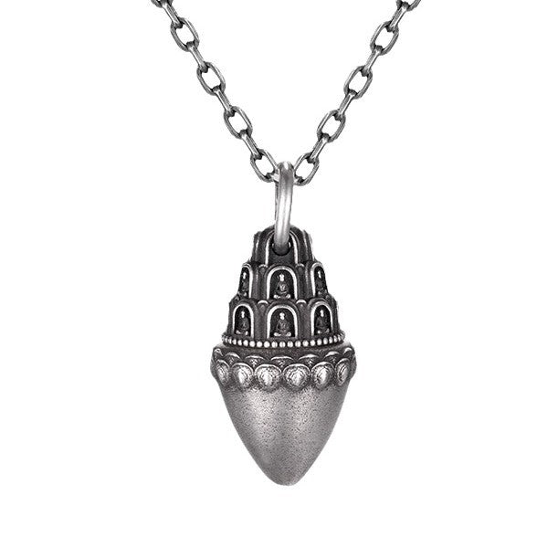 zensoullab Buddha Pagoda Pendant Thai Silver Unisex Tibetan Chinese Style Retro Hanging Pendant Tibetan Style Protective Buddha Pendant