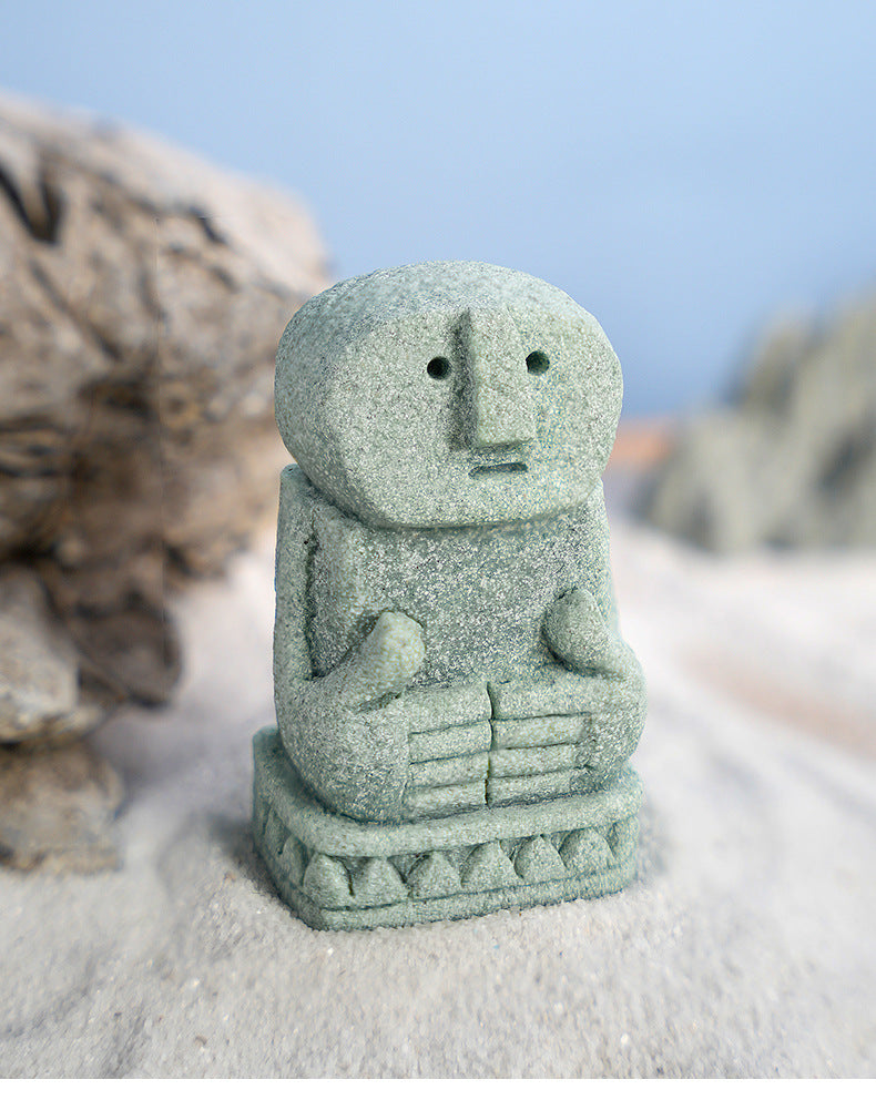zensoullab Bali Stone Man Green Sandstone Micro Landscape Fish Tank Ornament Bonsai Creative Personalized Craft Desktop Decoration