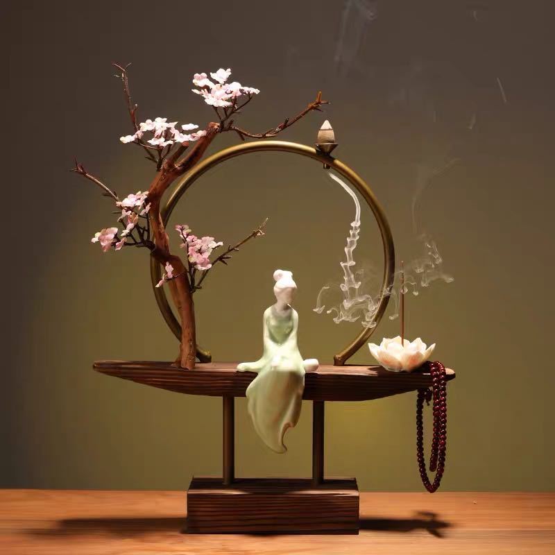 zensoullab New Chinese Zen Style Ornament Creative Backflow Incense Burner Home Office Living Room Desktop Entrance Decoration Incense Burner