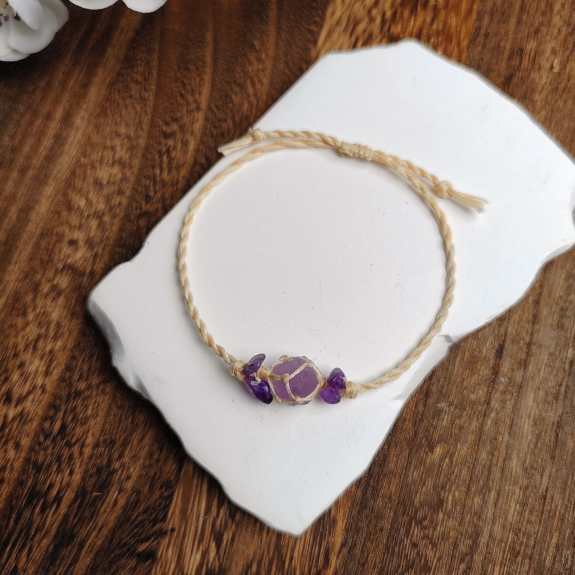 zensoullab Purple Micro Star Natural Amethyst Braided Bracelet