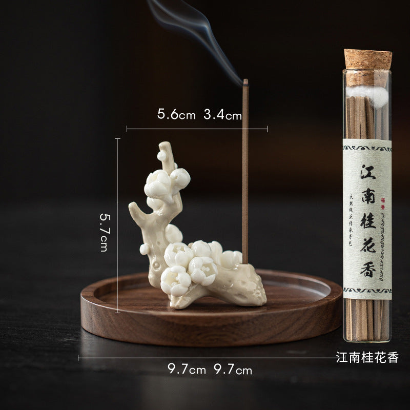 zensoullab Zen Ceramic Plum Blossom Incense Holder Creative Incense Stand Incense Tray Incense Burner Tea Room Study Atmosphere Decor Incense Burner