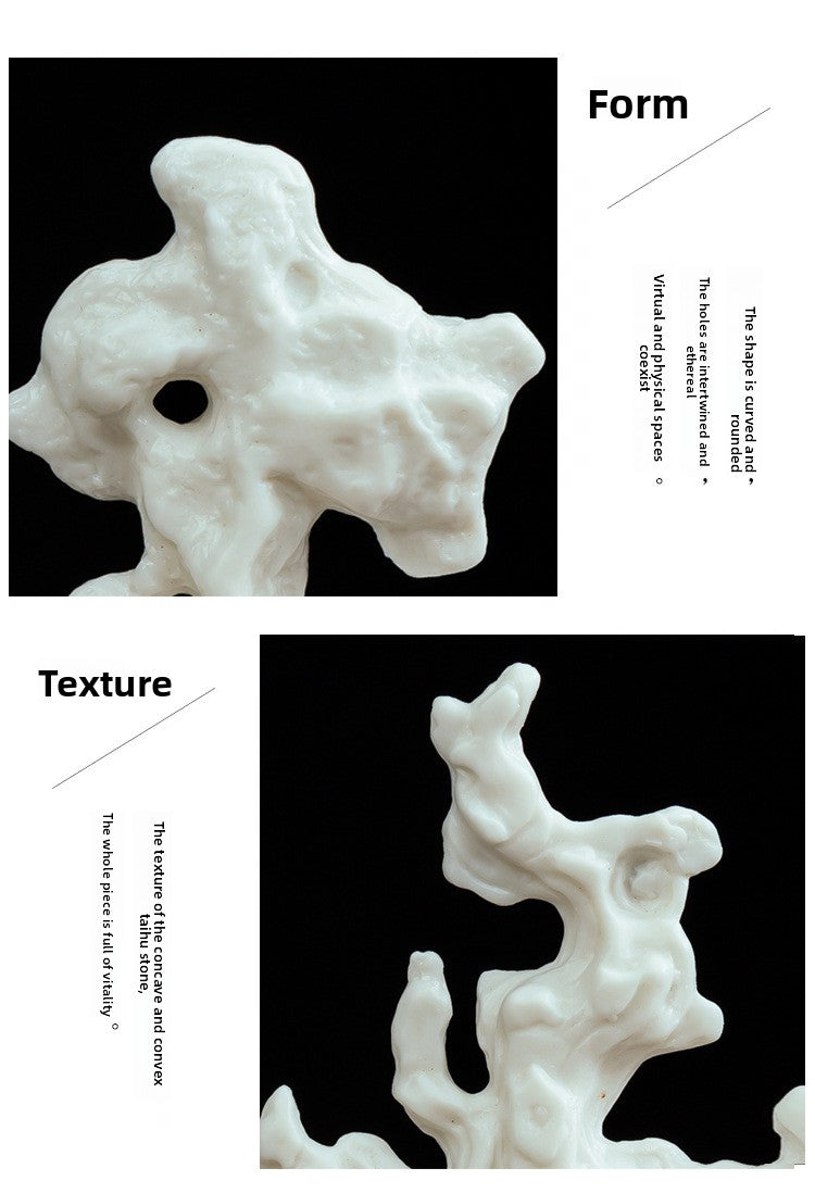 zensoullab Creative Ceramic Simulation Small Taihu Stone Ornament Tea Table Study Room Rockery Micro Landscape Bonsai Fish Tank Landscaping Decoration