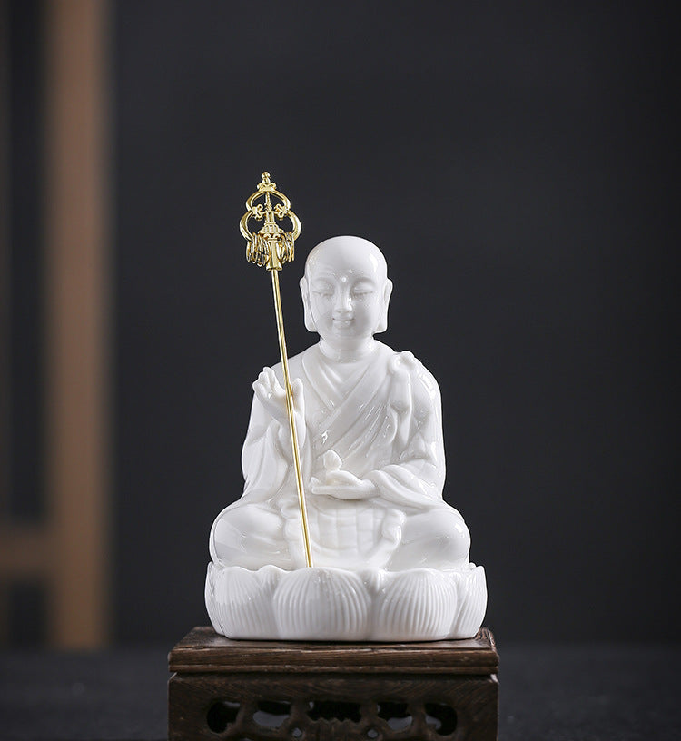 zensoullab Dehua White Porcelain Ksitigarbha Bodhisattva New Chinese Style Buddha Hall Entrance Ceramic Buddha Statue Craft Home Living Room Ornament