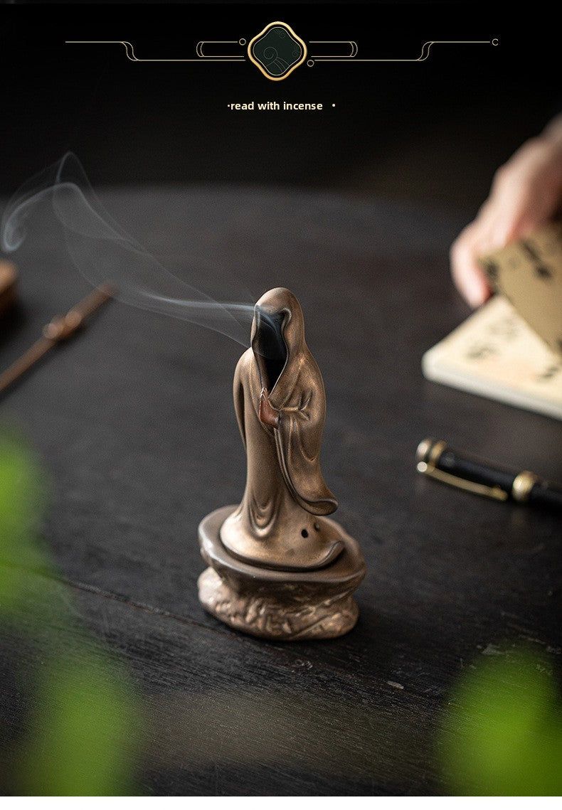 zensoullab Zen Style Formless Mini Incense Burner for Home Indoor Small Disc Incense Burner Tea Room Desktop Antique Incense Burner Small Ornament
