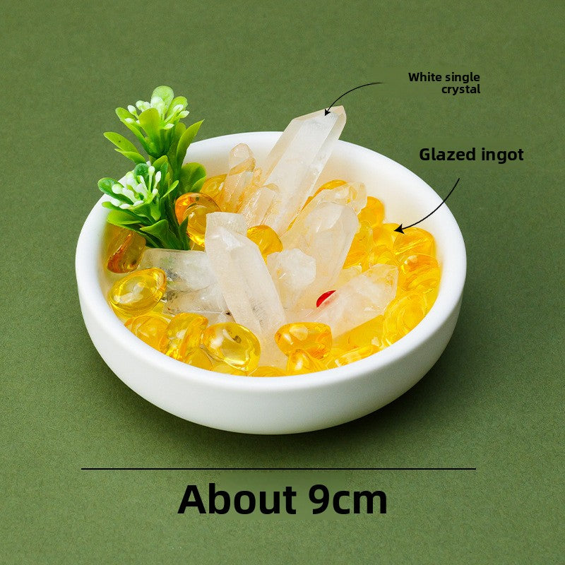 zensoullab Natural White Crystal Single Crystal Micro Landscape Ornament Yellow Amethyst Aquamarine Crushed Stone Demagnetization Home Decor