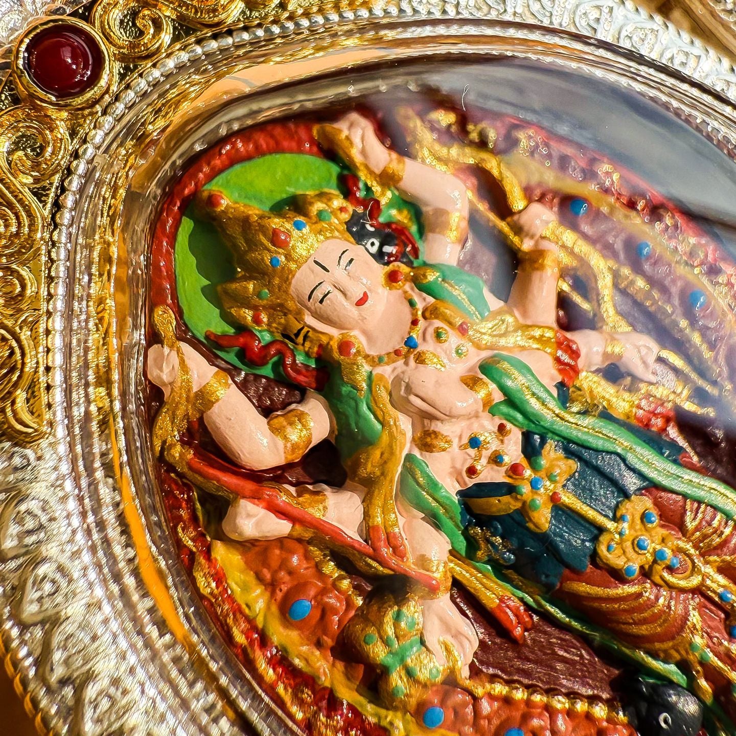 zensoullab Moli Zhi Tian Wu Box Pendant Hand-painted Rubbing Three-dimensional Tibetan Silver Thangka Buddha Amulet Doumu Yuanjun Men and Women Necklace