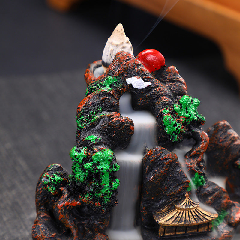 zensoullab Large Backflow Incense Burner Mountain Water Purple Aura Resin Craft Personalized Ornament Agarwood Sandalwood Chinese Incense Tube