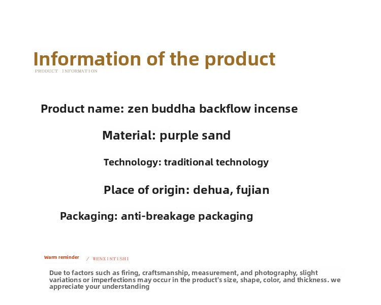 zensoullab Purple Clay Backflow Incense Burner Creative Ceramic Craft Gift Mountain Water Flow Small Tathagata Backflow Incense Burner Original