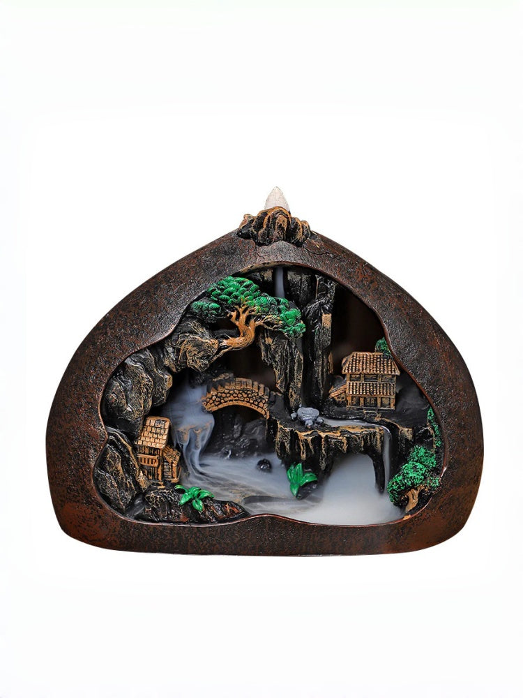 zensoullab High Mountain Flowing Water Backflow Incense Burner Sandalwood Incense Burner Home Indoor Agarwood Incense Holder Zen Backflow Incense Ornament