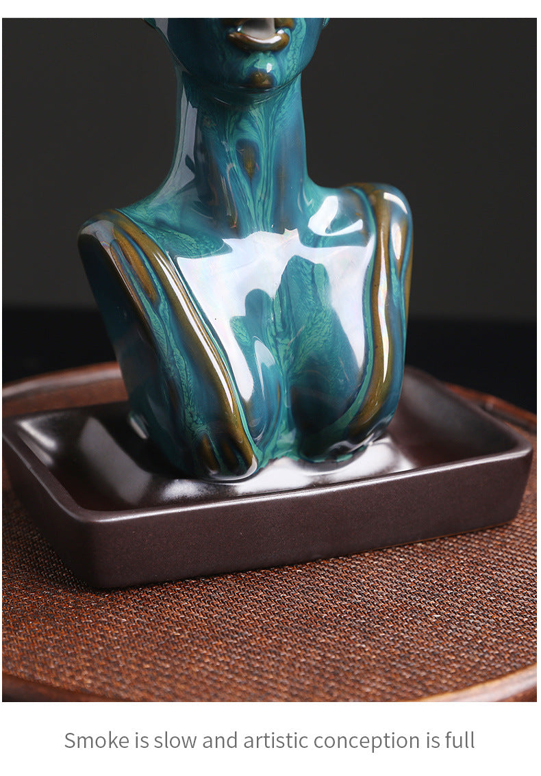Ceramic European and American Beauty Statue Backflow Incense Burner Creative Beauty Sandalwood Incense Backflow Burner Home Decor