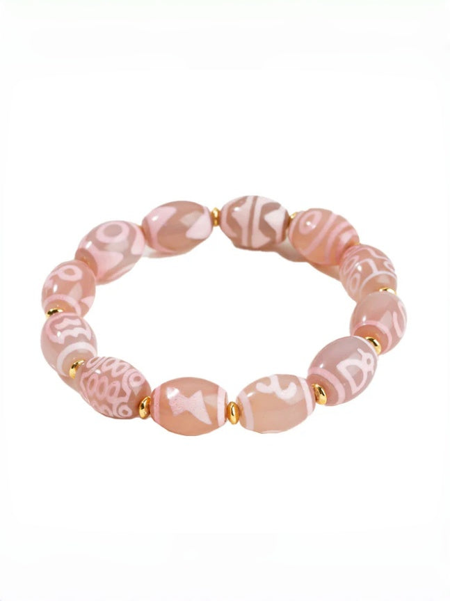 zensoullab Natural Agate Dzi Bead Bracelet Fashion Versatile Unisex Couple Style Tiger Tooth Multi-Totem Single Circle Bracelet