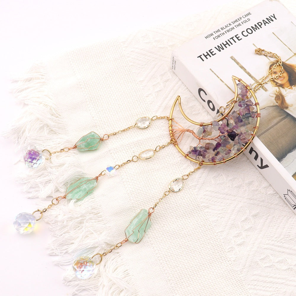 zensoullab Home Decor Pendant Inspiration Design Natural Crystal Tree of Life Sun Catcher Crystal Wind Chime