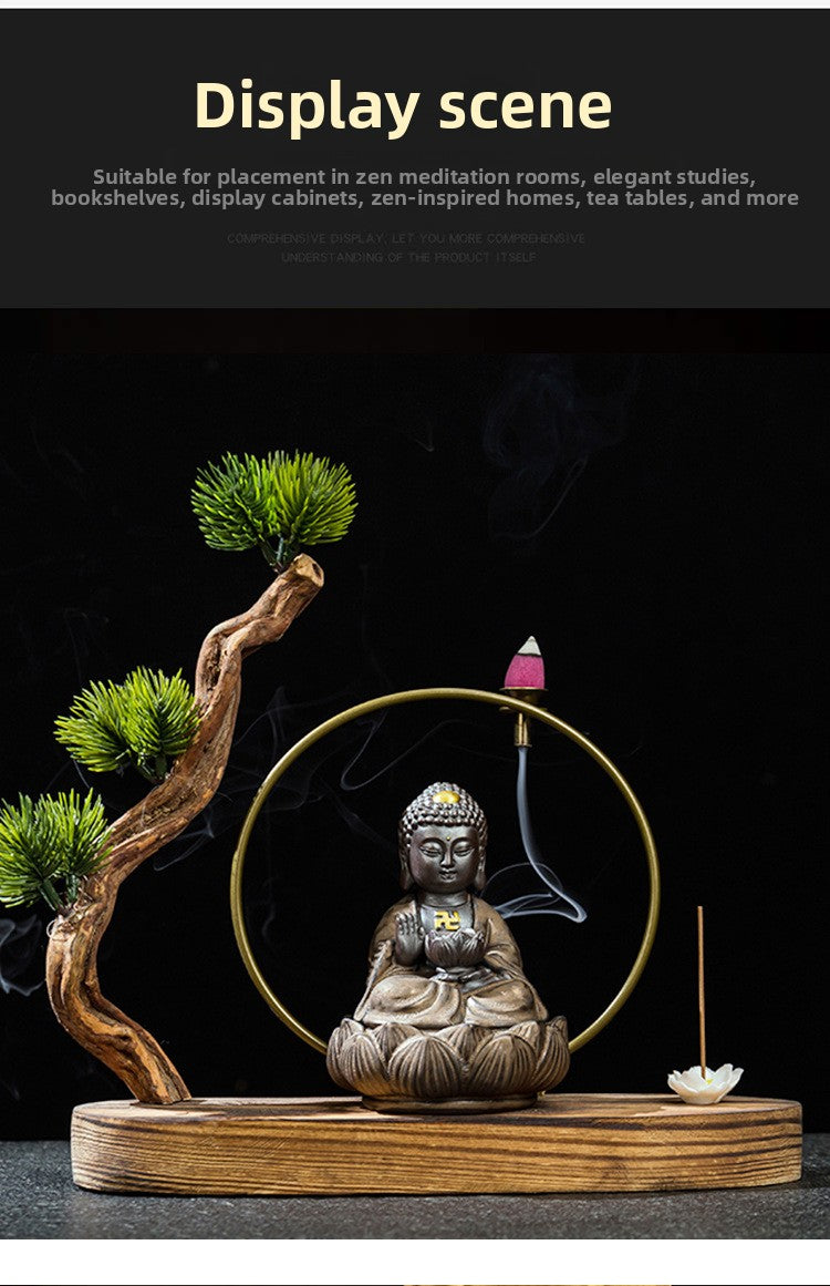 zensoullab Premium Retro Ceramic Buddha New Chinese Style Ornament Zen Tea Pet Home Living Room Desktop Tea Room Car Decoration
