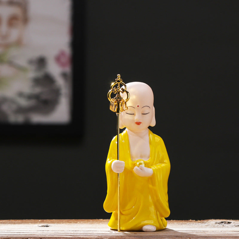 zensoullab Creative Chinese Ceramic Buddha Statue for Peace and Protection Ksitigarbha Bodhisattva Worship Living Room Altar Entrance Car Home Decoration