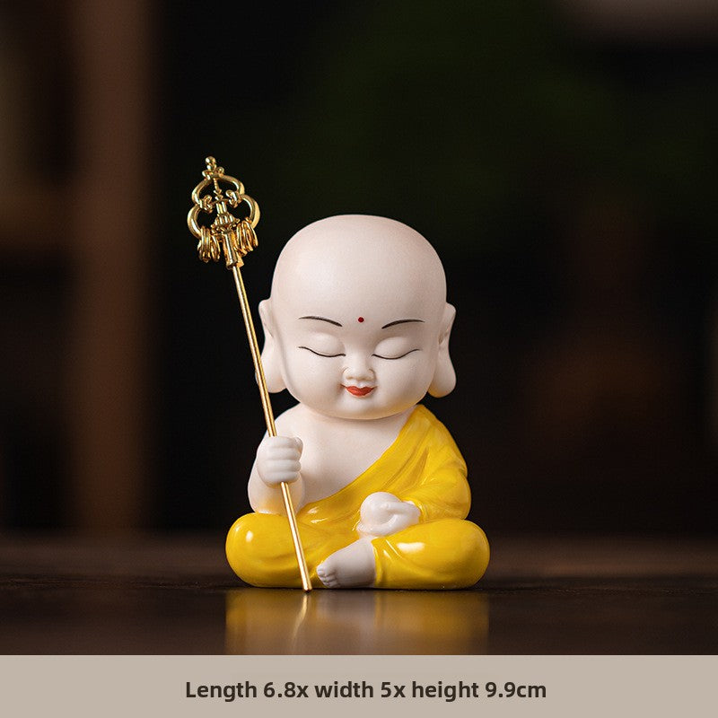 zensoullab Zen Style Chinese Ceramic Three Saints Buddha Guanyin Ksitigarbha Desktop Small Ornaments Creative Home Living Room Household Decorations