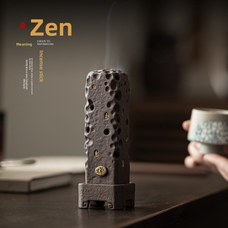zensoullab Retro Zen Incense Burner Incense Holder Home Ceramic Covered Incense Stand Incense Tray Creative Aromatherapy Burner Incense Accessories