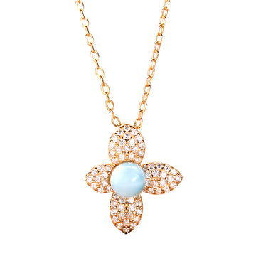 zensoullab S925 Sterling Silver Natural Gemstone Necklace Flower Pendant for Women Korean and Japanese Style Fresh Simple Sweet Collarbone Chain