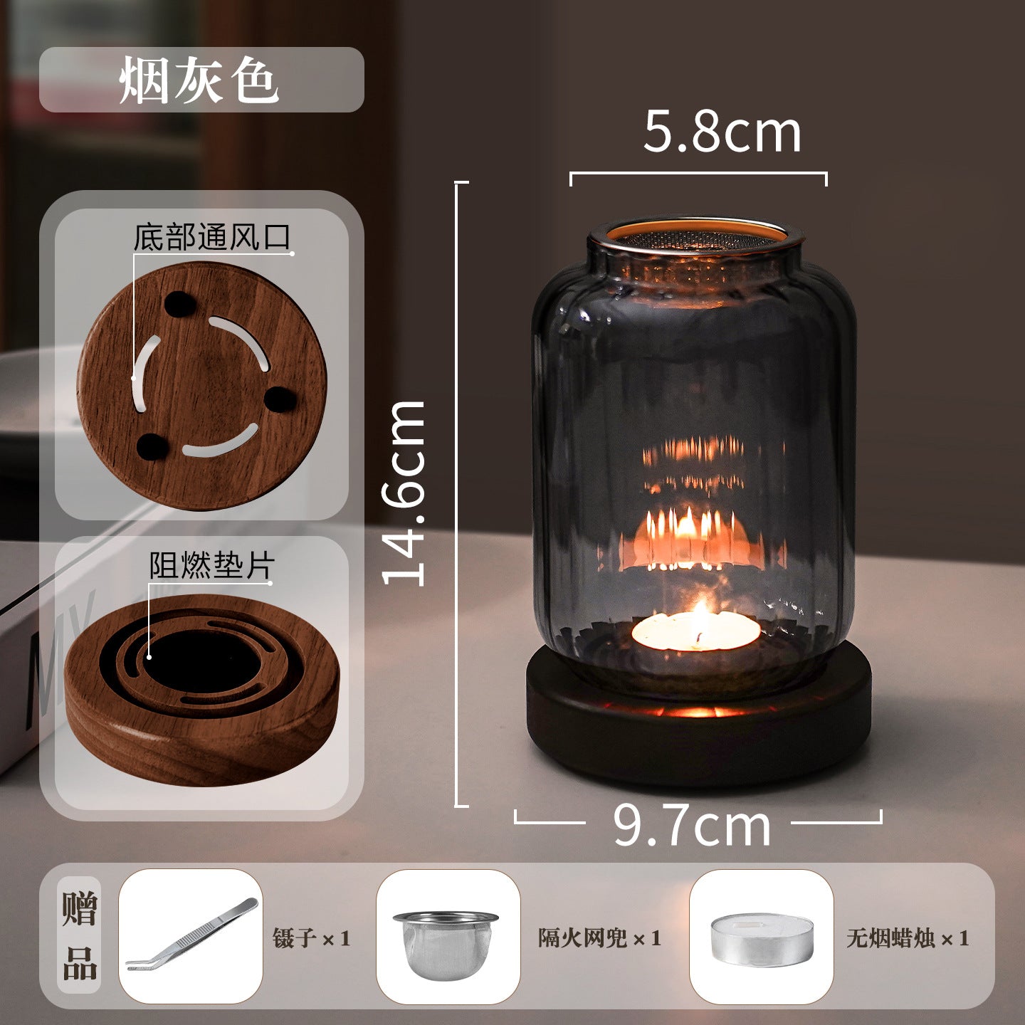 zensoullab Home Beauty Salon Glass Candle Holder Calming Aromatherapy Lamp Sandalwood Agarwood Incense Powder Incense Burner Chinese Style Candle Agarwood Lamp