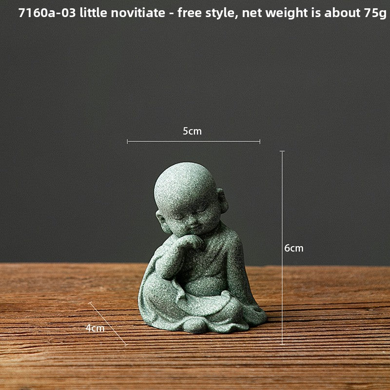 zensoullab Green Sandstone Buddha Statue Ornament Micro Landscape Fish Tank Landscaping Rockery Bonsai Living Room Zen Tea Tabletop Stone Small Sitting Buddha