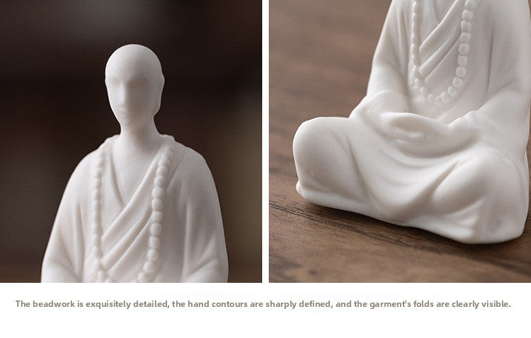 zensoullab Chinese Style Little Monk Home Decor Ceramic Zen Unphase Buddha Tea Ceremony Fish Tank Landscaping Micro Landscape Bonsai Decoration