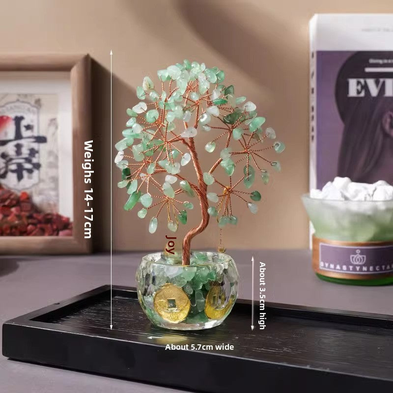 zensoullab Natural Yellow Crystal Money Tree Ornament Amethyst Wealth-Attracting Treasure Bowl Office Desk Decoration