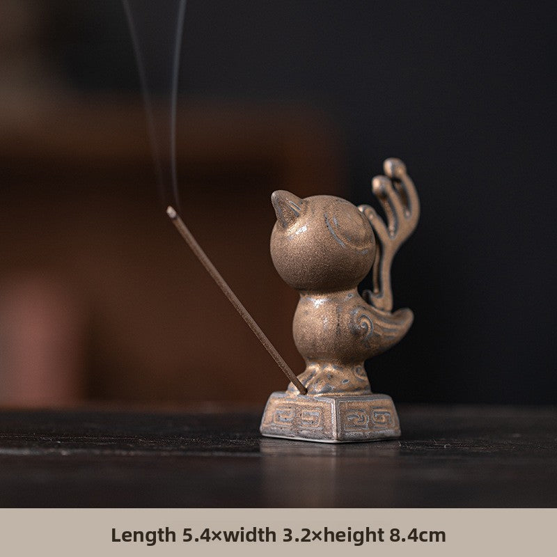 zensoullab Cultural and Creative Handicraft Ceramic Sanxingdui Sun Bird Incense Burner Incense Holder Incense Stick Holder Incense Ceremony Ornament Creative Gift Aromatherapy Burner