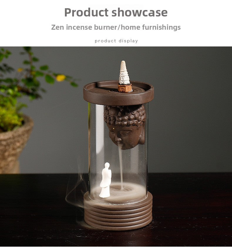 zensoullab Purple Clay Wukong Backflow Incense Burner Home Decor Creative Windproof Cover Sandalwood Incense Burner Craft Ornament