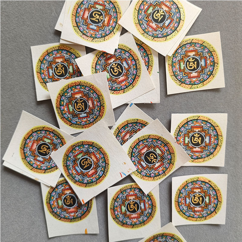 zensoullab Nepal Hand-painted Six-Word Mantra Scripture Altar Offering Thangka Round Gawu Box Guanyin Small Thangka Painting Necklace Pendant