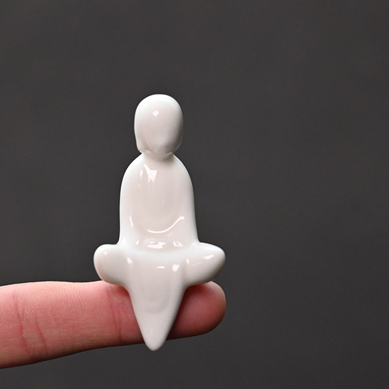zensoullab Mini Small Ceramic Phaseless Buddha Zen Little Monk Micro Landscape Potted Fish Tank Landscaping Decoration Home Small Ornaments