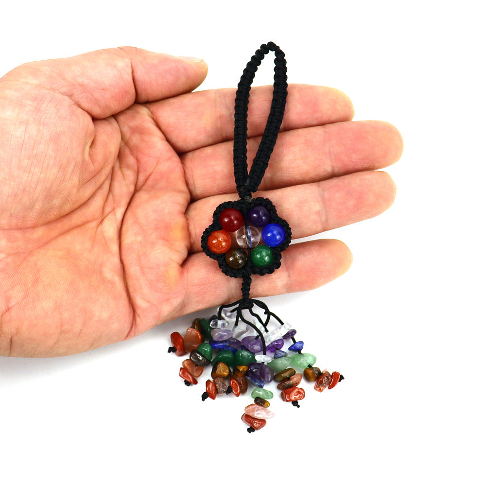 zensoullab Handmade Woven Crystal Colorful Round Bead Pendant Keychain Bag Pendant Car Hanging Ornament