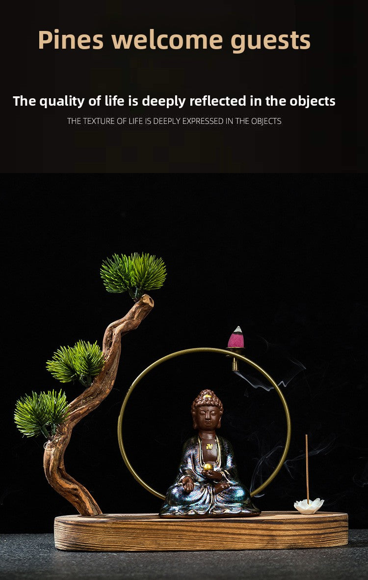 zensoullab Premium Retro Ceramic Buddha New Chinese Style Ornament Zen Tea Pet Home Living Room Desktop Tea Room Car Decoration