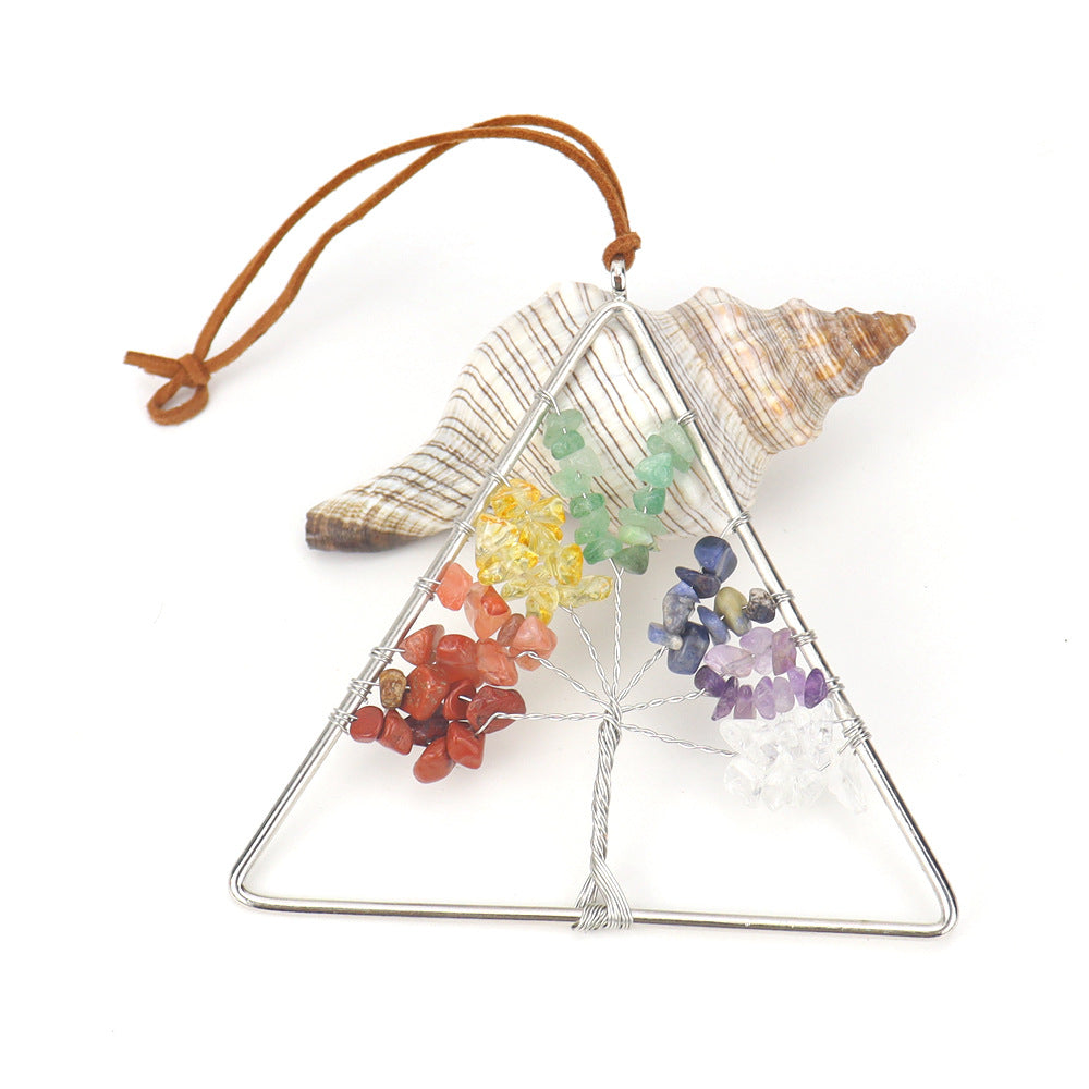 zensoullab Natural Raw Crystal Stone Gravel Christmas Tree Triangle Hanging Holiday Home Decoration