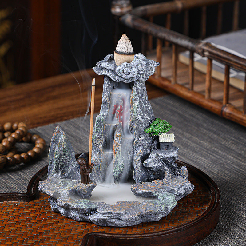 zensoullab Resin Backflow Incense Burner for Home Indoor Tower Incense Burner Sandalwood Burner Creative Personalized Aromatherapy Ornament Chinese Style
