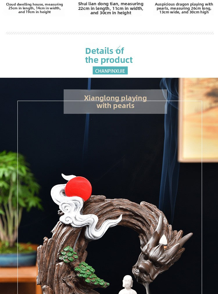 zensoullab Creative Resin Large Great Wall Backflow Incense Burner Home Decor Craft Ornament Incense Holder Incense Seat Backflow Aromatherapy Burner
