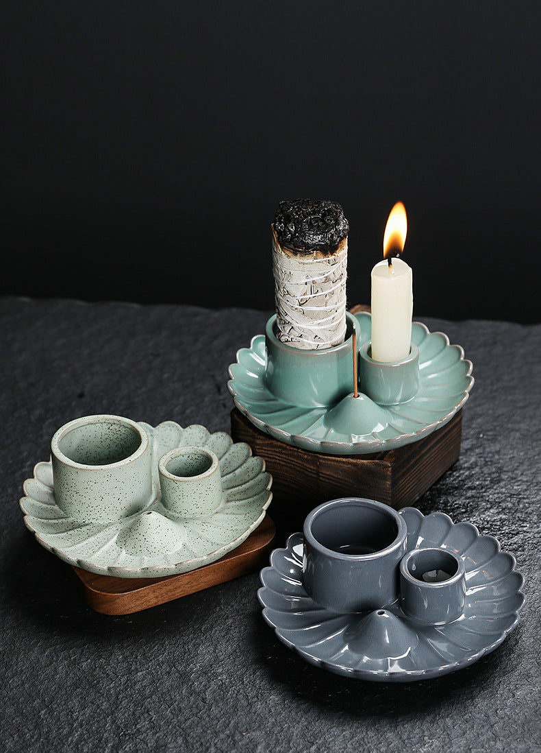 Peruvian Sacred Wood Tray Sage Tray Sacred Wood Stand Candle Holder Candle Tray Incense Burner Ceramic