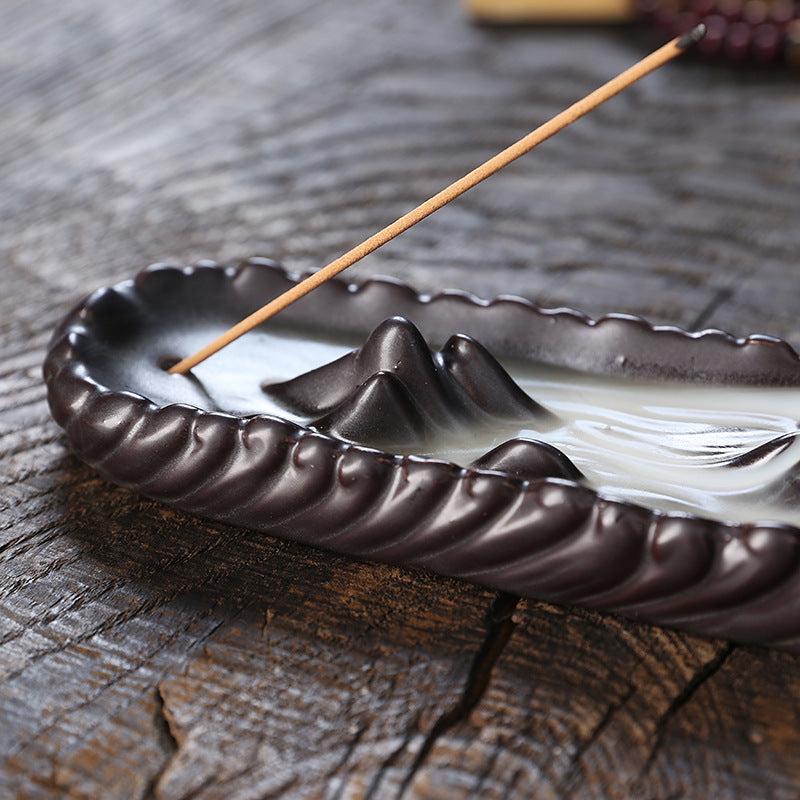 Ceramic Backflow Incense Burner Creative Mountain Waterfall Backflow Incense Burner Three-in-One Incense Burner Home Decor