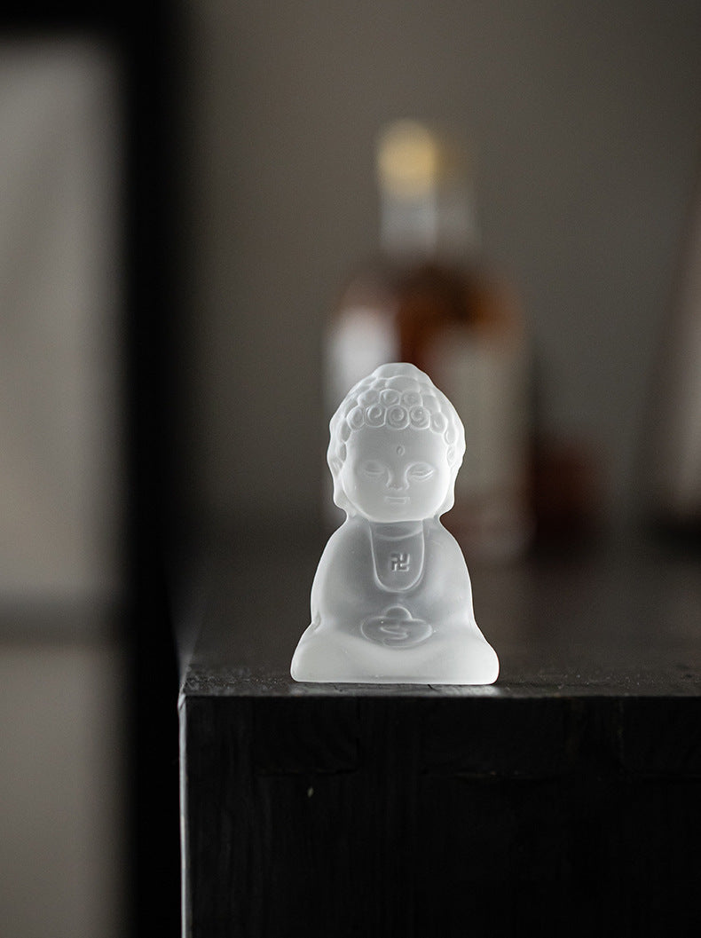 zensoullab Ancient Glazed Little Monk Tea Pet Ornament Zen Glass Buddha Figurine Kung Fu Tea Set Tea Tray Accessories