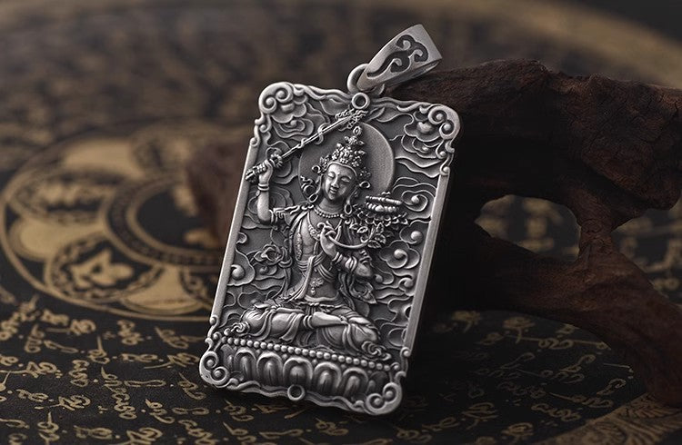 zensoullab Manjushri Bodhisattva Pendant for Men, Zodiac Rabbit, Retro Solid Necklace Amulet