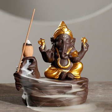 zensoullab Purple Clay Tower Incense Burner Thai Treasure Elephant Smoke Backflow Incense Burner Creative Southeast Asian Home Fragrance Ornament
