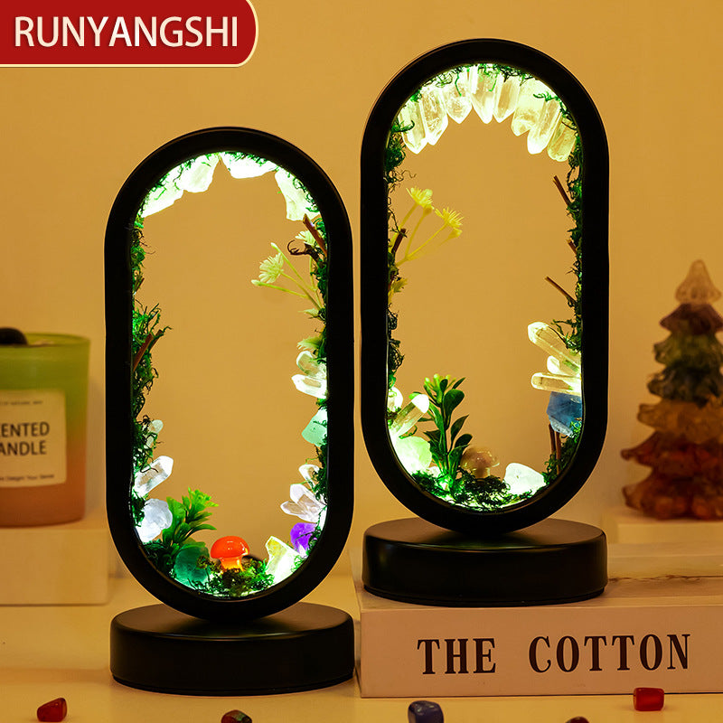 zensoullab Natural Crystal Raw Stone Oval Forest Mushroom Lamp Home Decoration Atmosphere Night Light Bedside Lamp Ornament
