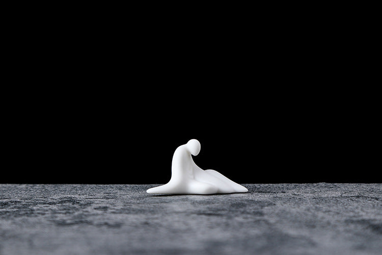 zensoullab Zen Ceramic Handmade Formless Small Buddha Figure Small Ornament White Porcelain Little Monk Tea Ceremony Fish Tank Bonsai Decoration
