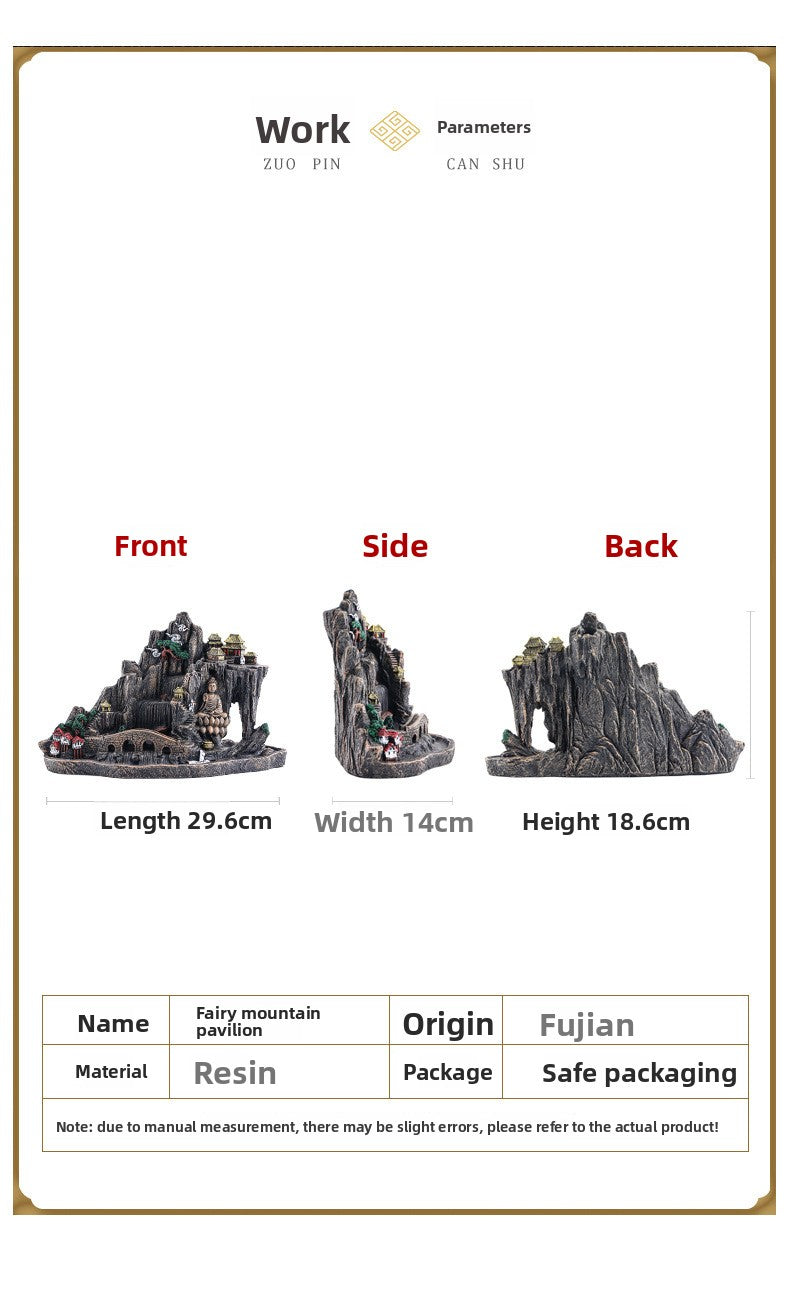 zensoullab Creative Resin Large Great Wall Backflow Incense Burner Home Decor Craft Ornament Incense Holder Incense Seat Backflow Aromatherapy Burner