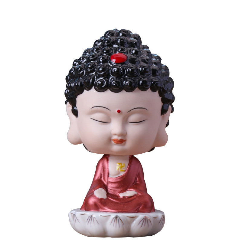 zensoullab Premium Creative Bobblehead Figurine Desktop Ornament Hand-painted Small Ornament Tathagata Peace Buddha Car-mounted Chinese Home Decoration