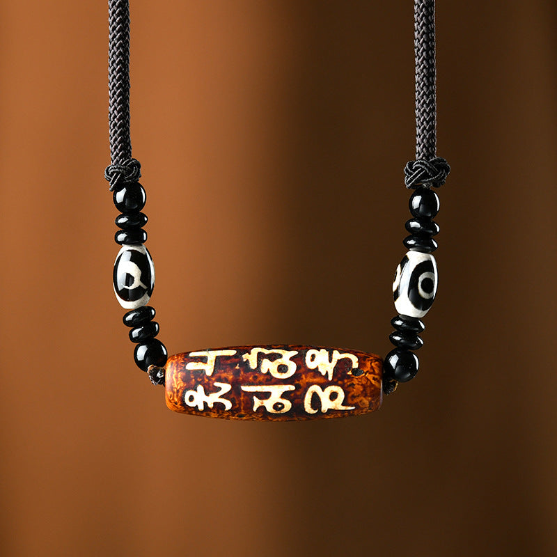 zensoullab Ethnic Style Tibetan Nine-Eyed Dzi Bead Agate Necklace for Men Versatile Sweater Chain New Chinese Style Women Retro Personality Accessories